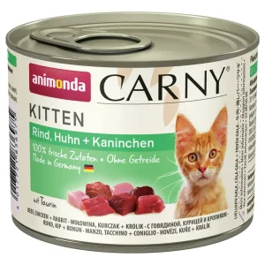 Jetzt Kaufen Animonda Carny Kitten Rind und Huhn und Kaninchen 200 Gramm Katzennassfutter